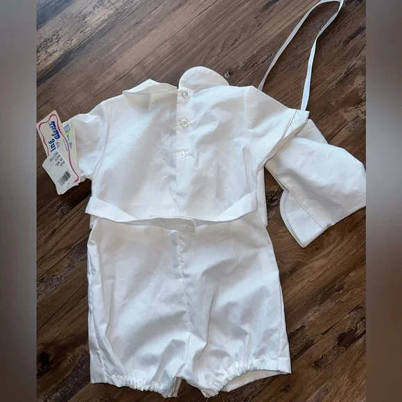 Vtg Alexis 80s/90s Boys white baptism/Easter suit outfit w/ hat 24 mos.